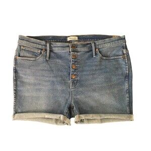 MADEWELL 36 Petite High Rise Denim Shorts NWT Rolled Cuffs Button Fly 22W